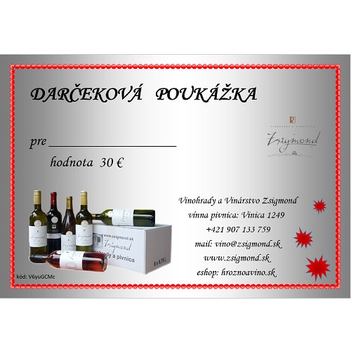 Darčeková poukážka 30€